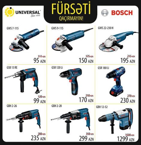 Bosch əl alətləri daha münasib qiymətlərə