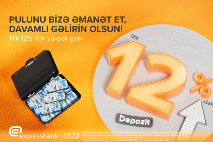 Əmanətiniz illik 12 % gəlir gətirsin!