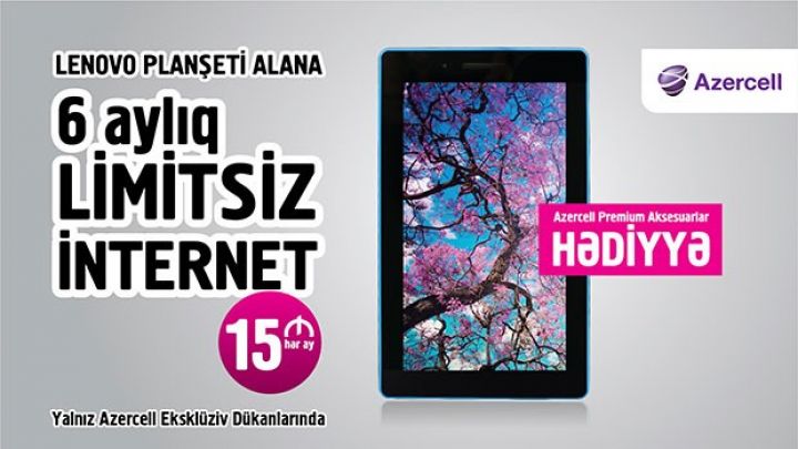 Azercell Eksklüziv mağazalarında Lenovo planşeti al – hədiyyələr qazan!